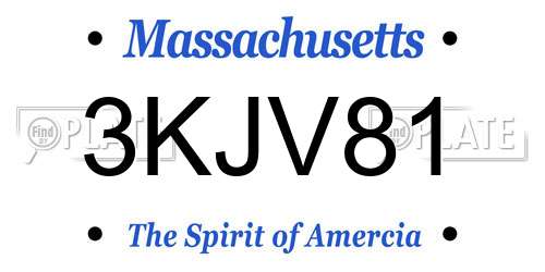 3KJV81 Massachusetts License Plate