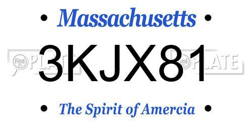 3KJX81 Massachusetts License Plate