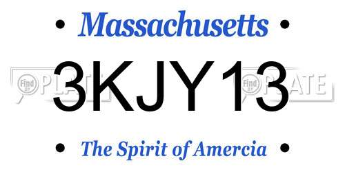3KJY13 Massachusetts License Plate