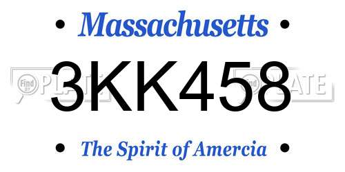 3KK458 Massachusetts License Plate