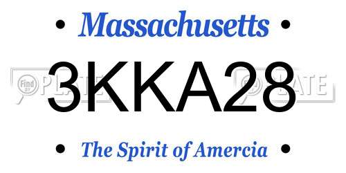 3KKA28 Massachusetts License Plate