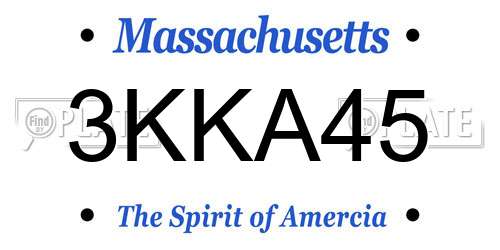 3KKA45 Massachusetts License Plate