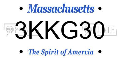 3KKG30 Massachusetts License Plate