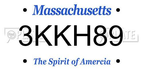 3KKH89 Massachusetts License Plate