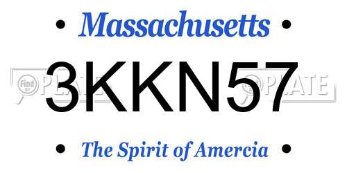 3KKN57 Massachusetts License Plate