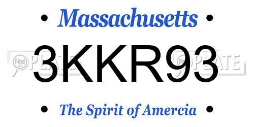 3KKR93 Massachusetts License Plate