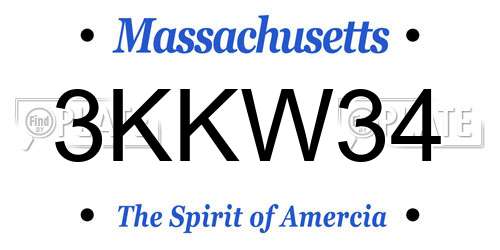 3KKW34 Massachusetts License Plate