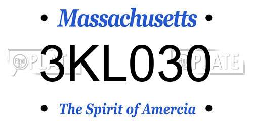 3KL030 Massachusetts License Plate