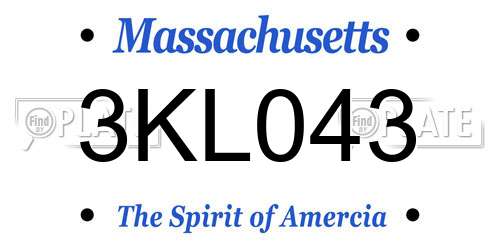 3KL043 Massachusetts License Plate