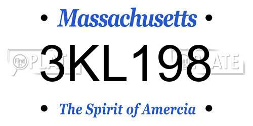 3KL198 Massachusetts License Plate