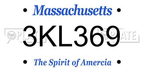3KL369 Massachusetts License Plate