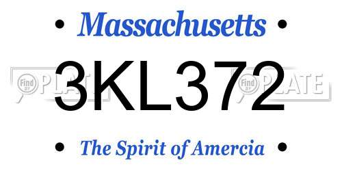 3KL372 Massachusetts License Plate