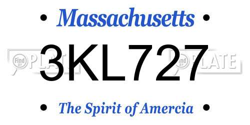 3KL727 Massachusetts License Plate