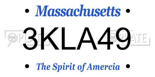 3KLA49 Massachusetts License Plate