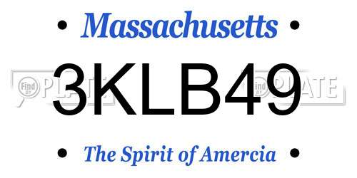 3KLB49 Massachusetts License Plate