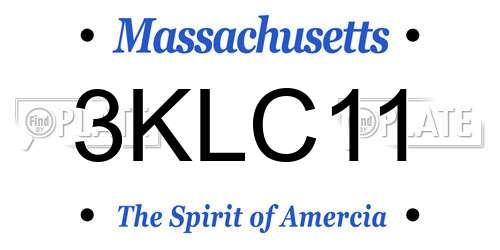 3KLC11 Massachusetts License Plate