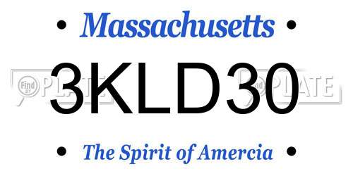 3KLD30 Massachusetts License Plate