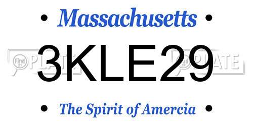 3KLE29 Massachusetts License Plate