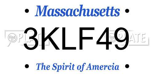 3KLF49 Massachusetts License Plate