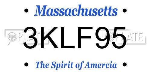 3KLF95 Massachusetts License Plate