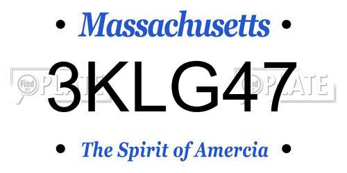 3KLG47 Massachusetts License Plate