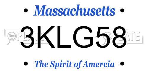 3KLG58 Massachusetts License Plate