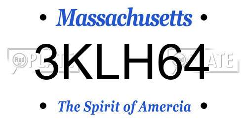 3KLH64 Massachusetts License Plate