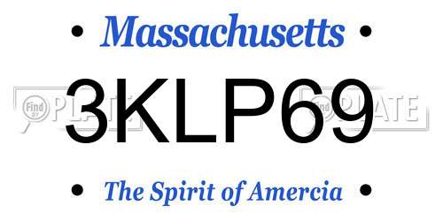 3KLP69 Massachusetts License Plate