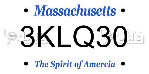 3KLQ30 Massachusetts License Plate