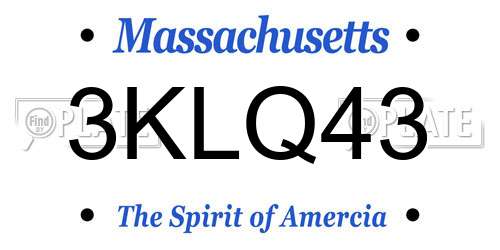 3KLQ43 Massachusetts License Plate