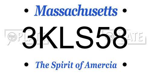 3KLS58 Massachusetts License Plate