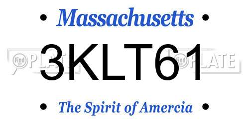 3KLT61 Massachusetts License Plate