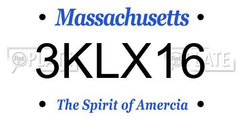 3KLX16 Massachusetts License Plate