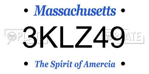 3KLZ49 Massachusetts License Plate