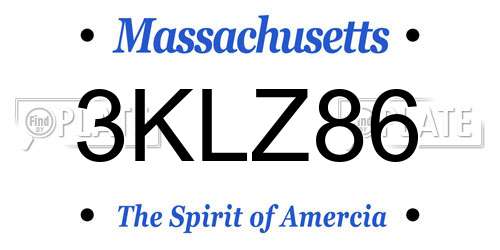 3KLZ86 Massachusetts License Plate