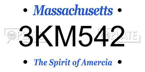 3KM542 Massachusetts License Plate