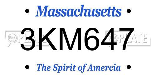 3KM647 Massachusetts License Plate