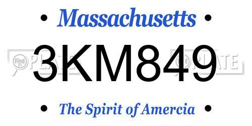 3KM849 Massachusetts License Plate