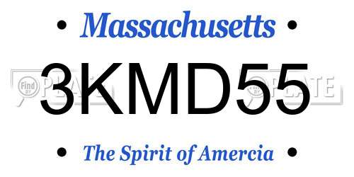 3KMD55 Massachusetts License Plate