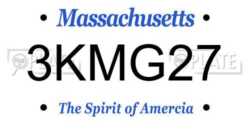 3KMG27 Massachusetts License Plate