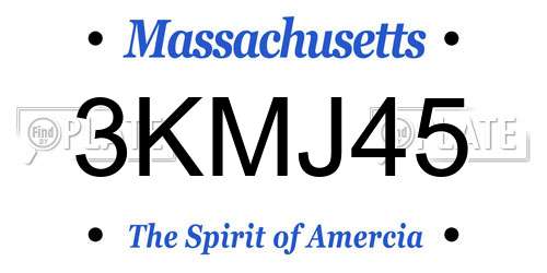 3KMJ45 Massachusetts License Plate
