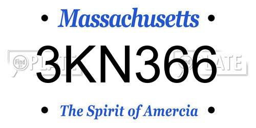 3KN366 Massachusetts License Plate