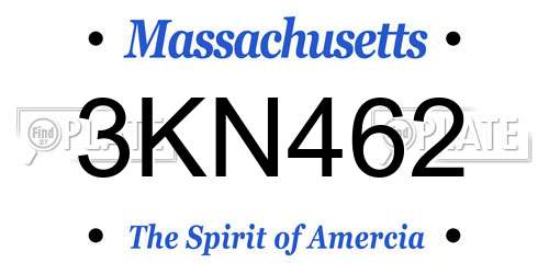 3KN462 Massachusetts License Plate