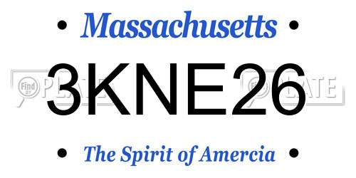 3KNE26 Massachusetts License Plate