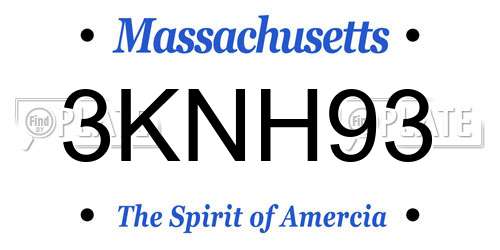 3KNH93 Massachusetts License Plate