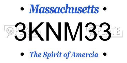 3KNM33 Massachusetts License Plate