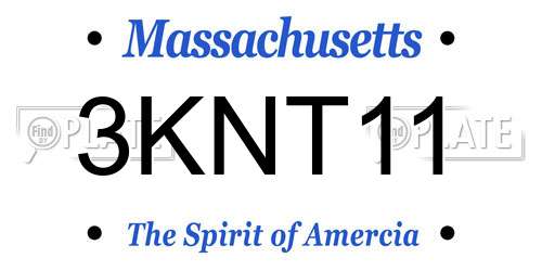 3KNT11 Massachusetts License Plate