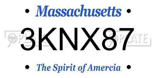 3KNX87 Massachusetts License Plate
