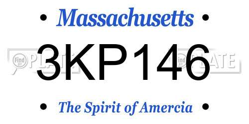 3KP146 Massachusetts License Plate