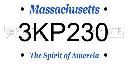 3KP230 Massachusetts License Plate